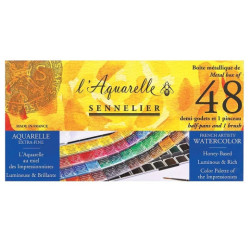 Sennelier l'aquarelle zestaw 48 akwareli w półkostkach w metalowym opa