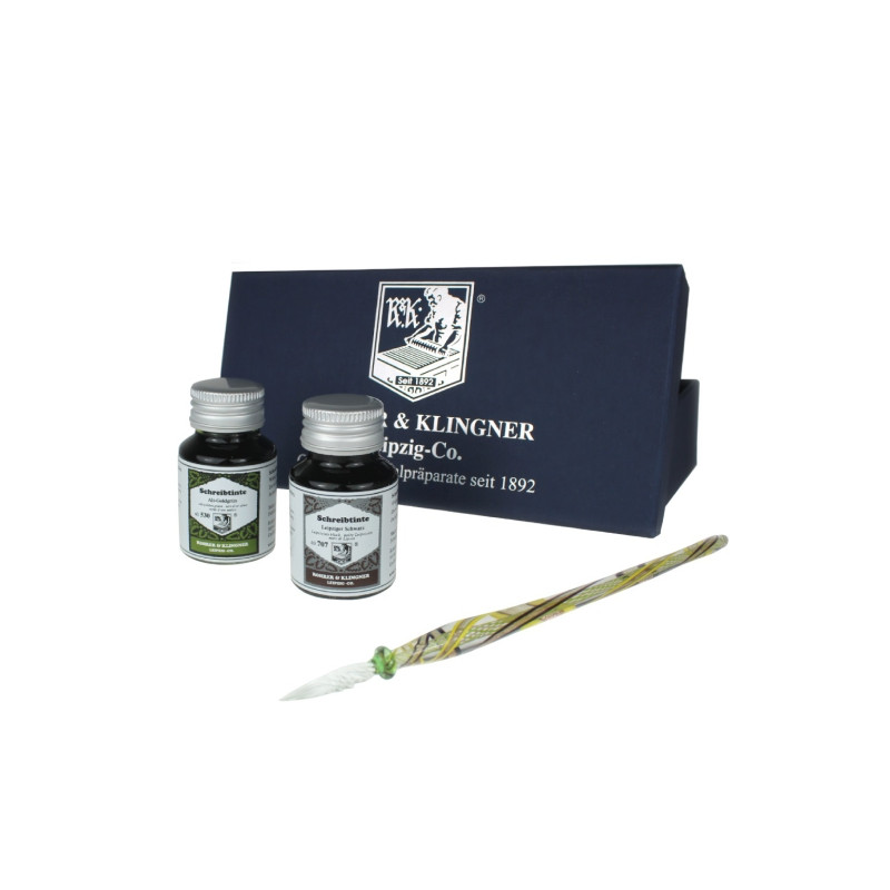 Rohrer&Klingner set No. 1 with 2 50 ml inks and glass pen