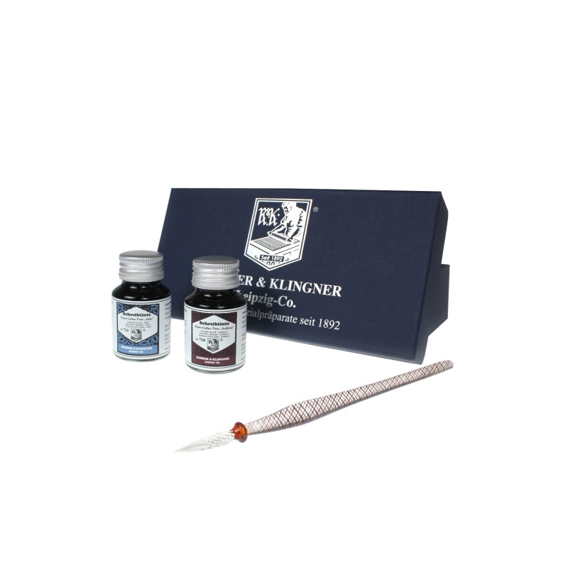 Rohrer&Klingner set No. 4 with 2 50 ml inks and glass pen