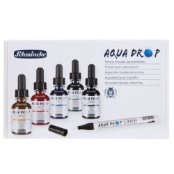 Schmincke aqua drop set of 5 liquid watercolors 30 ml with liner