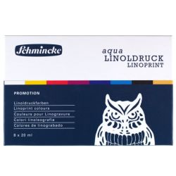 Schmincke aqua linoprint set of 8 linocut paints 20 ml