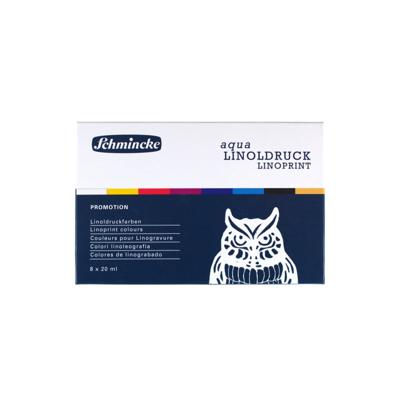 Schmincke aqua linoprint zestaw 8 farb do linorytu 20 ml - sklep plast