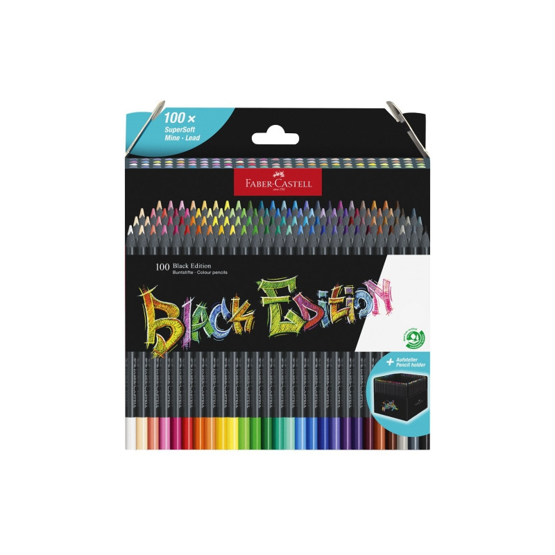 Faber-Castell black edition zestaw 100 trójkątnych kredek - sklep plas
