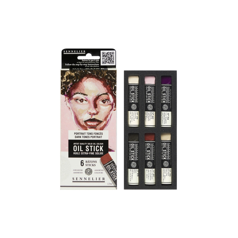 Sennelier oil stick dark tones portrait zestaw 6 farb olejnych w sztyf