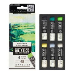 Sennelier oil stick stylized landscape zestaw 6 farb olejnych w sztyfc