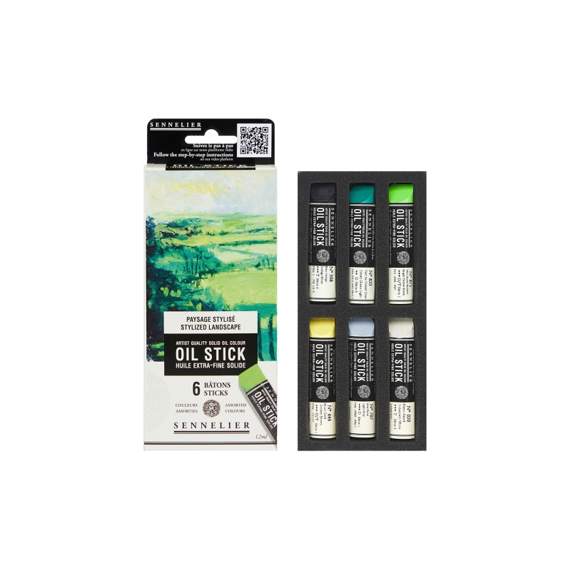 Sennelier oil stick stylized landscape set of 6 oil paints in stick