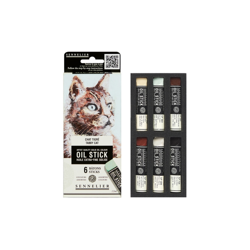 Sennelier oil stick tabby cat zestaw 6 farb olejnych w sztyfcie - skle