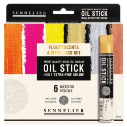 Sennelier oil stick Fluo &amp; metallic set of 6 oil sticks 38ml -.