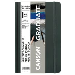 Canson graduate mixed media grey sketchbook 14x21.6cm 220g 32ark - skl