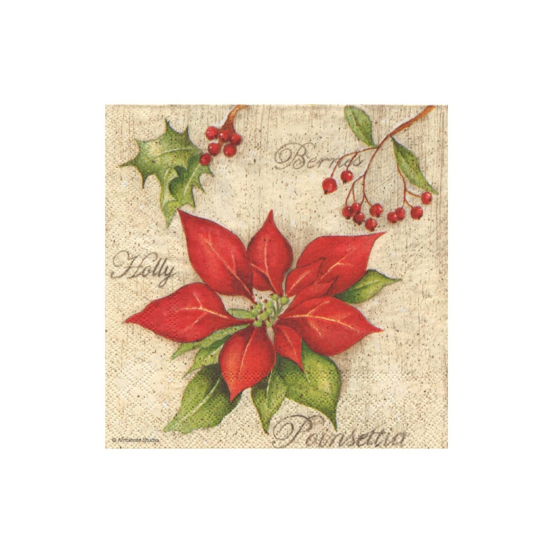 Serwetka do decoupage ambiente 15-33303780 poinsettia - sklep plastycz