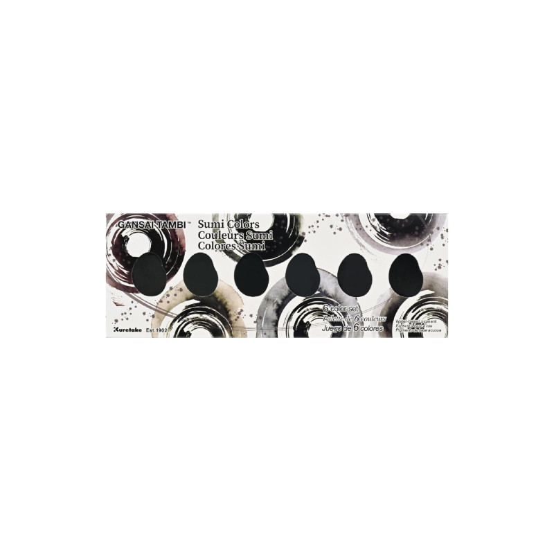Kuretake gansai tambi sumi colors set of 6 watercolors - art store