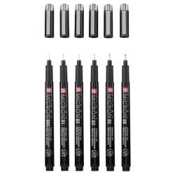 Sakura pigma micron black edition set of 6 fineliners in case - store