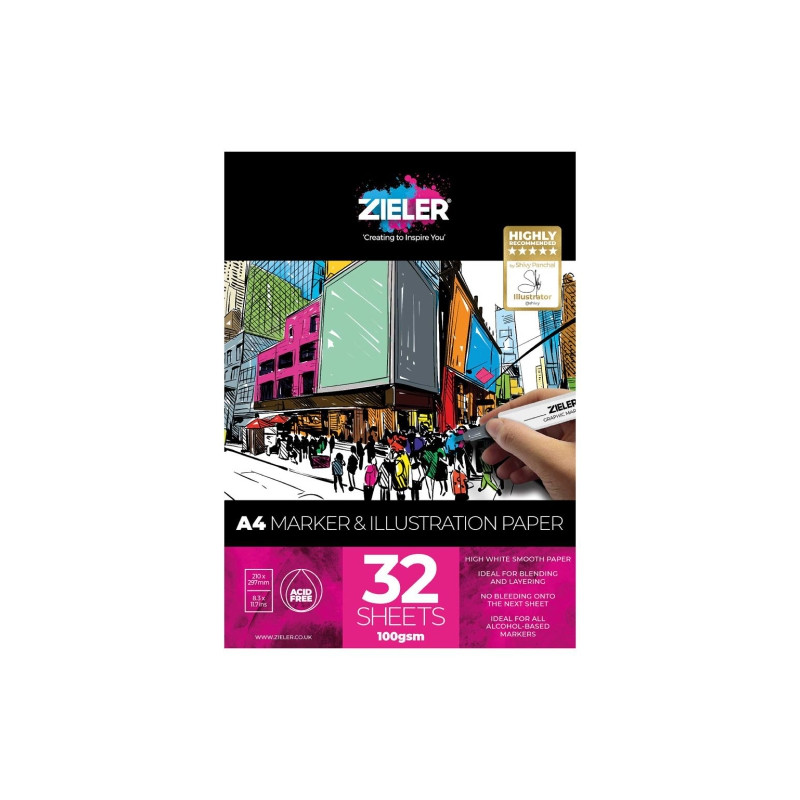 Zieler marker &amp; illustration a4 marker block 100g 32ark - store en