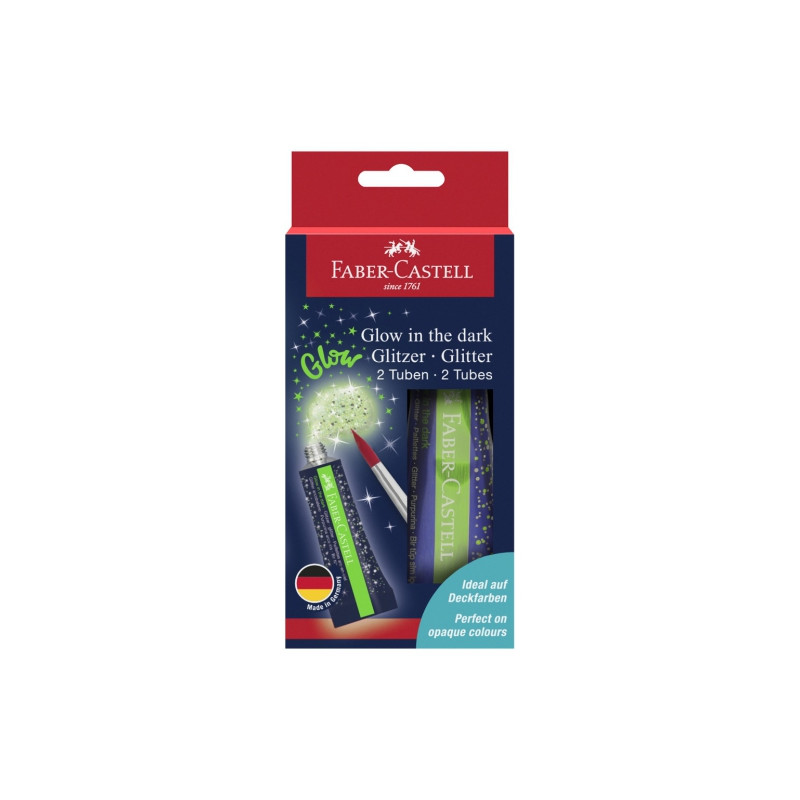 Faber Castell brokat w żelu świecący w ciemności 2x12ml - sklep plasty