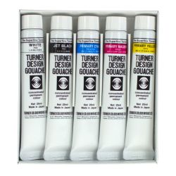 Turner design gouache primary colors set of 5 gouaches 25ml
