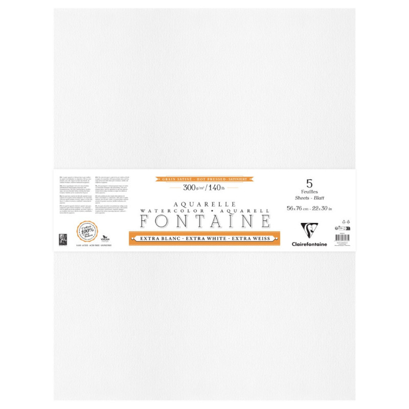 Clairefontaine extra white hot pressed watercolor paper 56x76