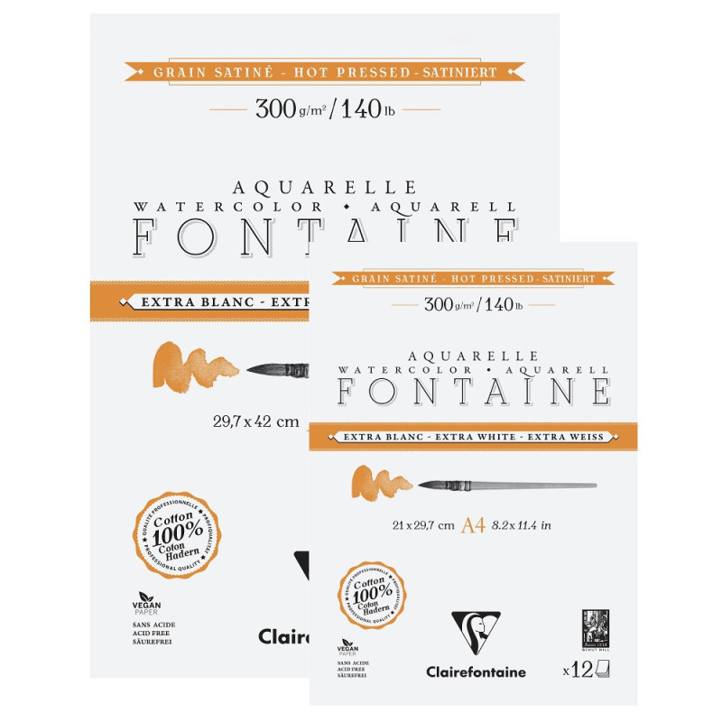 Clairefontaine fontaine extra white hot pressed blok akwarelowy 12ark