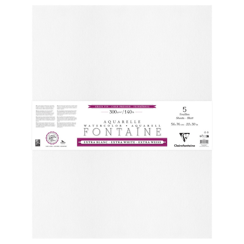 Clairefontaine fontaine extra white cold press papier akwarelowy 56x76