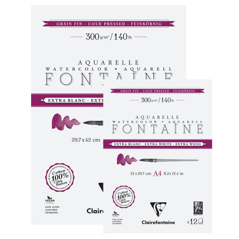 Clairefontaine extra white cold pressed blok akwarelowy 12 ark