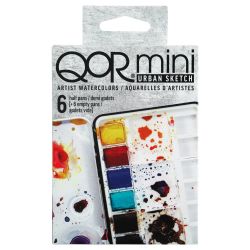 QoR mini set urban sketch zestaw 6 akwareli w półkostkach