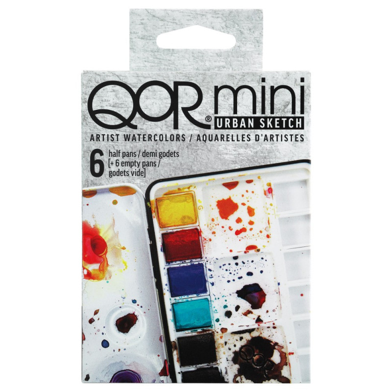 QoR mini set urban sketch zestaw 6 akwareli w półkostkach