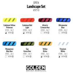 Golden open landscape set of 8 free-drying acrylic paints