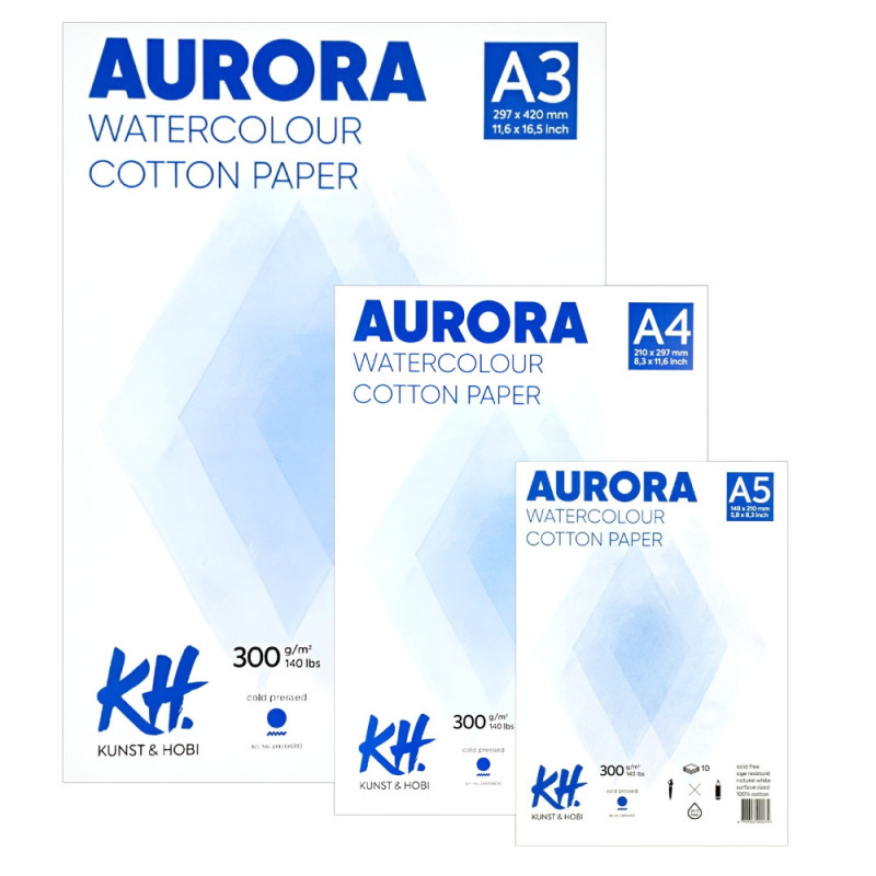 Aurora watercolour cold pressed medium block 100% cotton 300