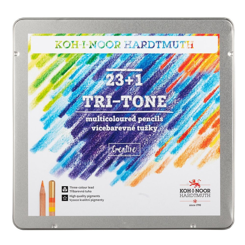 Koh-i-noor tri-tone zestaw 23 wielokolorowych kredek z blenderem
