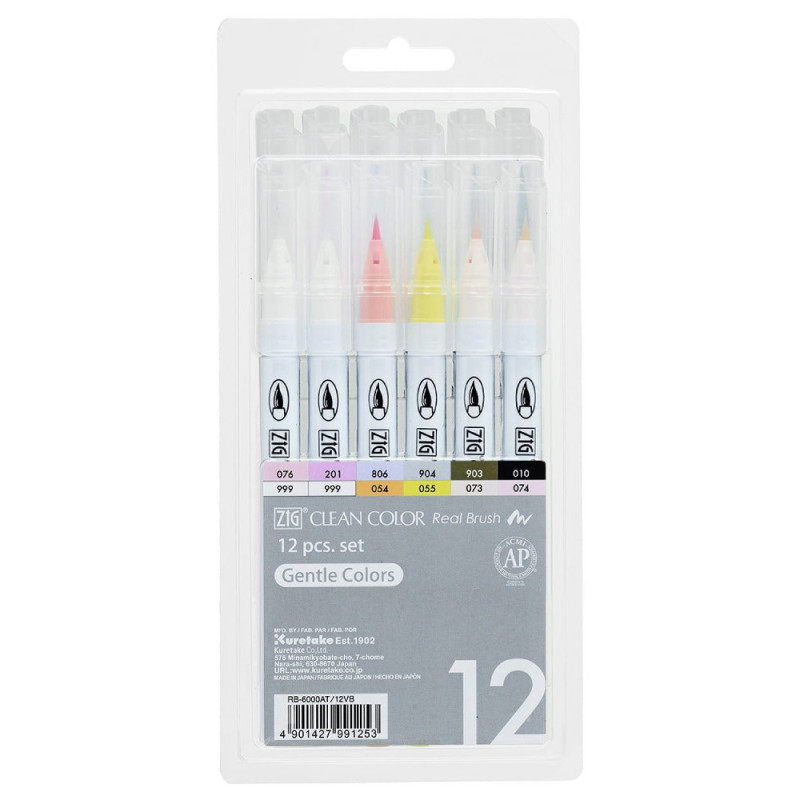Kuretake Zig clean color gentle colors zestaw 12 pisaków w delikatnych