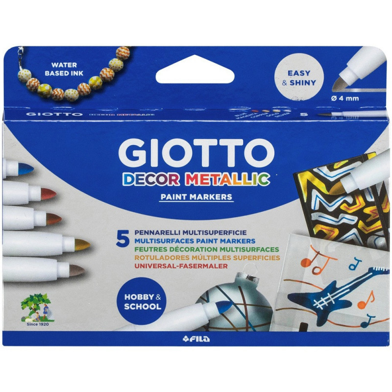 Giotto Decor metallic acrylic markers 5pcs - szal art - sklep plastycz