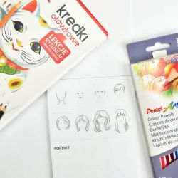 Pentel zestaw 12 kredek CB8-12 z bloczkiem z lekcjami rysunku