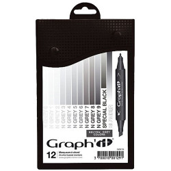 Graphit neutral grey zestaw 12 markerów - sklep plastyczny - szał dla