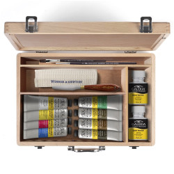 Winsor&amp;Newton gallery set of 8 acrylic paints 60ml with wooden cartridge