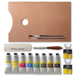 Winsor&amp;Newton gallery set of 8 acrylic paints 60ml with wooden cartridge