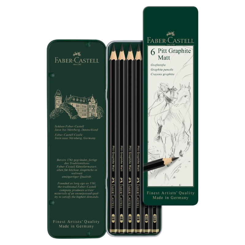 Faber-Castell zestaw 6 ołówków pitt graphite matt