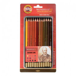 Koh-i-noor mondeluz a set of 12 watercolor pencils brown metal p