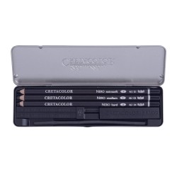 Cretacolor nero deep black charcoal set of 7 pieces