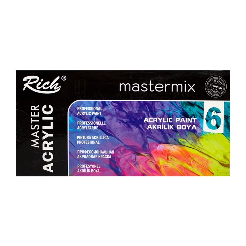 Rich master acrylic mastermix zestaw farb akrylowych 6x60ml