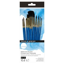 Daler Rowney simply watercolour brushes set of synthetic brushes 10