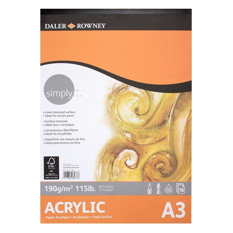 Daler Rowney acrylic paint block A3 190g 16ark