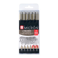 Sakura pigma micron fineliner set 4+2 free