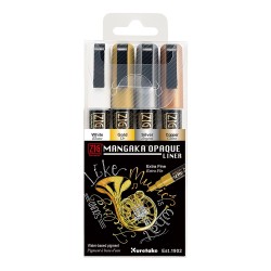 Kuretake ZIG cartoonist mangaka opaque liner zestaw 4 sztuk