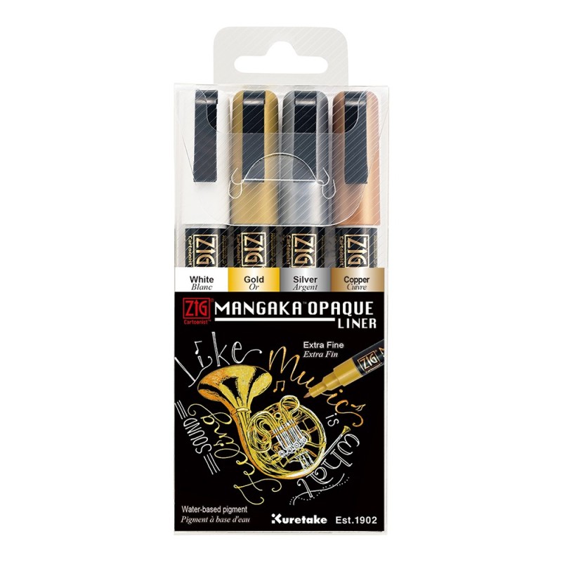 Kuretake ZIG cartoonist mangaka opaque liner set of 4 pieces