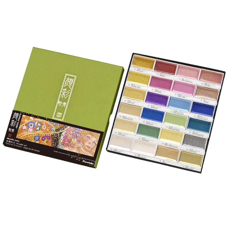 Kuretake gansai tambi metallic zestaw 24 akwareli