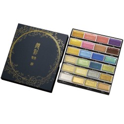 Kuretake gansai tambi metallic 2 zestaw 24 akwareli