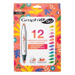 Graphit GO floral acrylic marker set 12 pieces