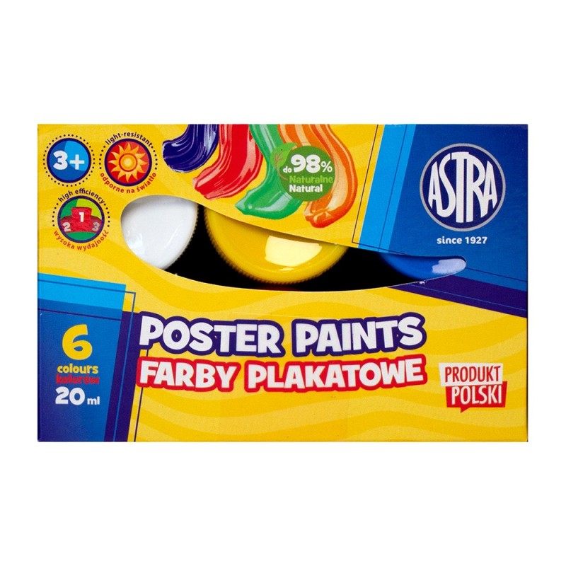 Poster paints ASTRA - set of 6 colors x 20ml - szal art - sklep plasty