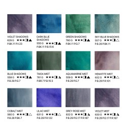 White Nights granulating watercolor paints 12 colors plastic packaging