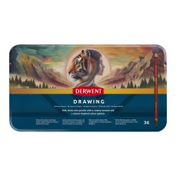 Derwent drawing set of 36 drawing pencils in a metal case