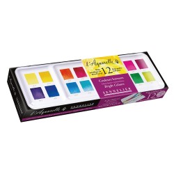 Sennelier l'aquarelle Bright colours watercolor set in half-pans, 12 pieces, metal case